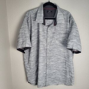 Across The Pond Men's Gray Marbled Short Sleeved Button Up Shirt Size 3X